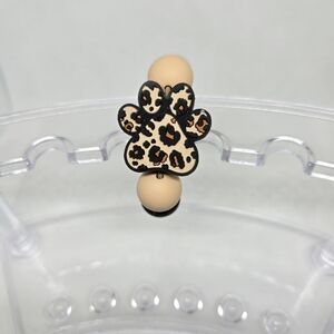 NWT Cheetah Dog Paw Tan and Black Beaded Tumbler Cup Charm